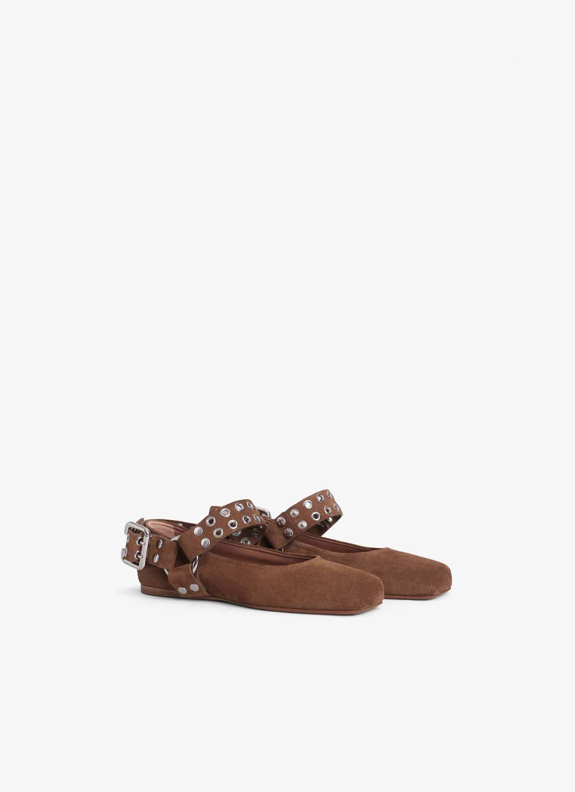 BIKER BALLET FLATS IN SUEDE ALAÏA UMBER BIKER BALLET FLATS IN SUEDE